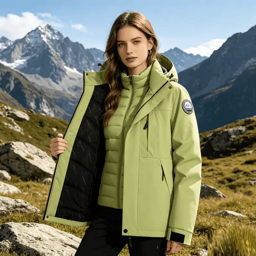 Thickened Lined Heated Jacket Waterproof Green – view 1