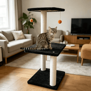 84CM 2 Levels Cat Tree Scratching Post with Mouse Black – view 1