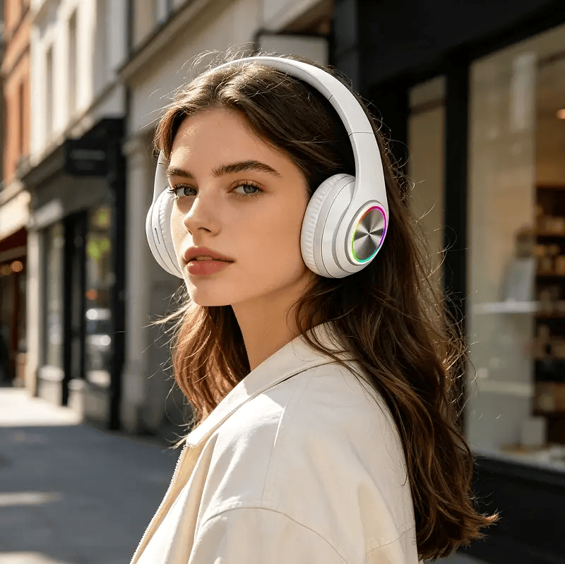 dealonline.co.nz dealonlinenz WHITE- Wireless bluetooth Headset Headphones Foldable Stereo Earphones LED Super WHITE- Wireless bluetooth Headset Headphones Foldable Stereo Earphones LED Super