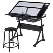 Height Adjustable Glass Drafting Table & Stool Set Art Table – view 1