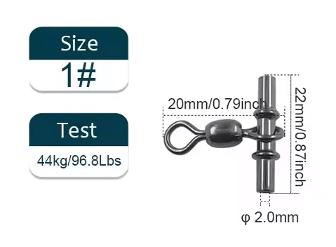 20mm 44KG Swivel Sleeves 3-way Fishing Swivels Crane 10 PK 2.0mm Line Size – view 2