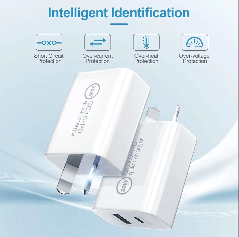 techplus 20W Fast Wall Charger – USB-C PD Charger with Type-C Cable TechPlus 20W USB C PD Fast Wall Charger With Cable