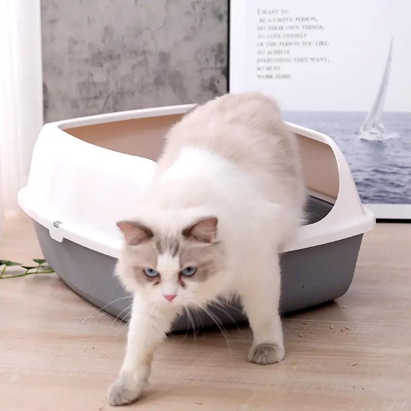 dealonline.co.nz dealonlinenz Cat Kitty Litter Tray with Scoop Mess Free Cat Litter Tray Grey With Scoop Guard