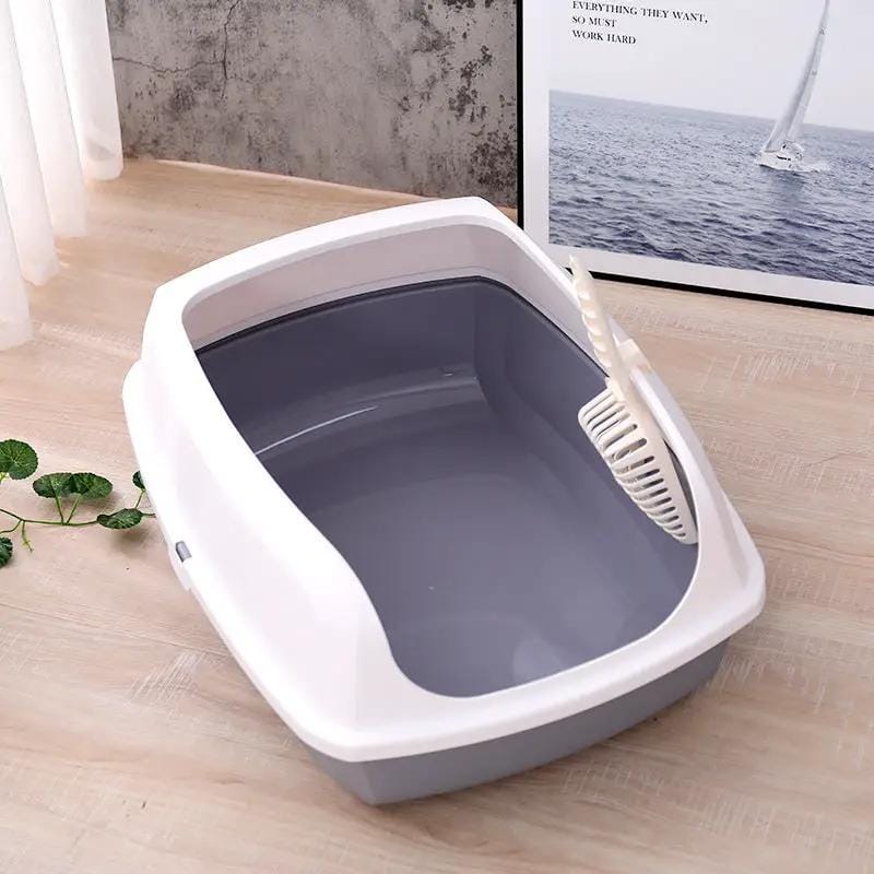 dealonline.co.nz dealonlinenz Cat Kitty Litter Tray with Scoop Mess Free Cat Litter Tray Grey With Scoop Guard
