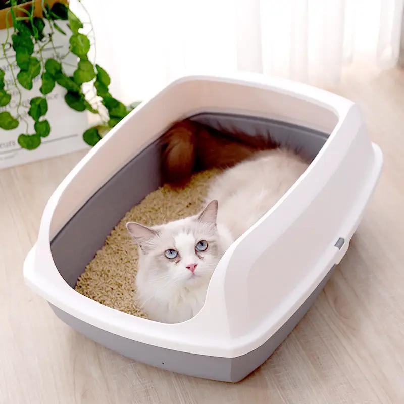 dealonline.co.nz dealonlinenz Cat Kitty Litter Tray with Scoop Mess Free Cat Litter Tray Grey With Scoop Guard
