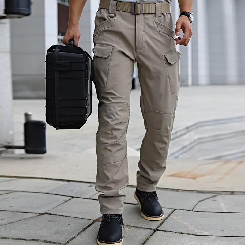 Men's Tactical Pants Water Resistant Flex Ripstop Cargo Pants - Black – view 7