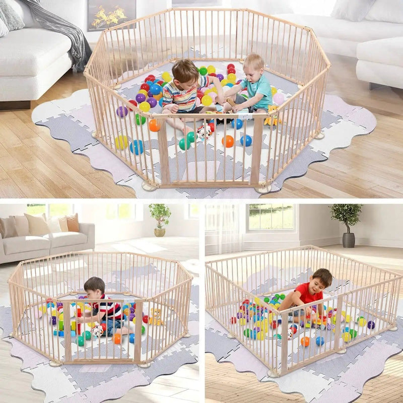 Kiwi Grab Kiwi Grab 8PC WOODEN BABY PLAYPEN 8PC WOODEN BABY PLAYPEN