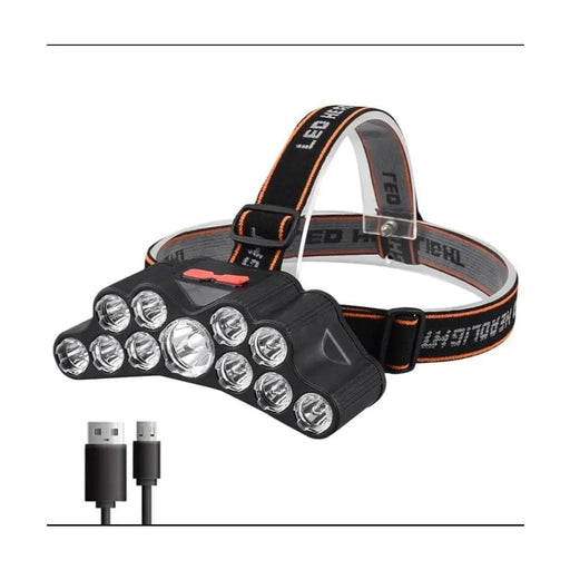 11 LED USB Rechargeable Flashlight With Builtin 18650 Battery Strong Light Camping Adventure Fishing Head Light – view 1