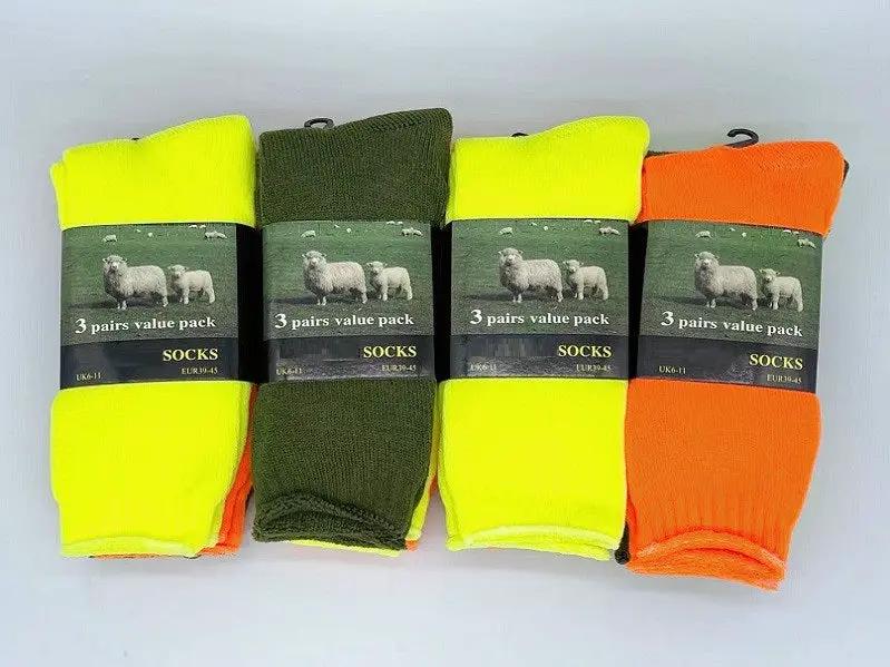 (12 Pairs) High Visible Safety Work Socks Cushioned Socks – view 5