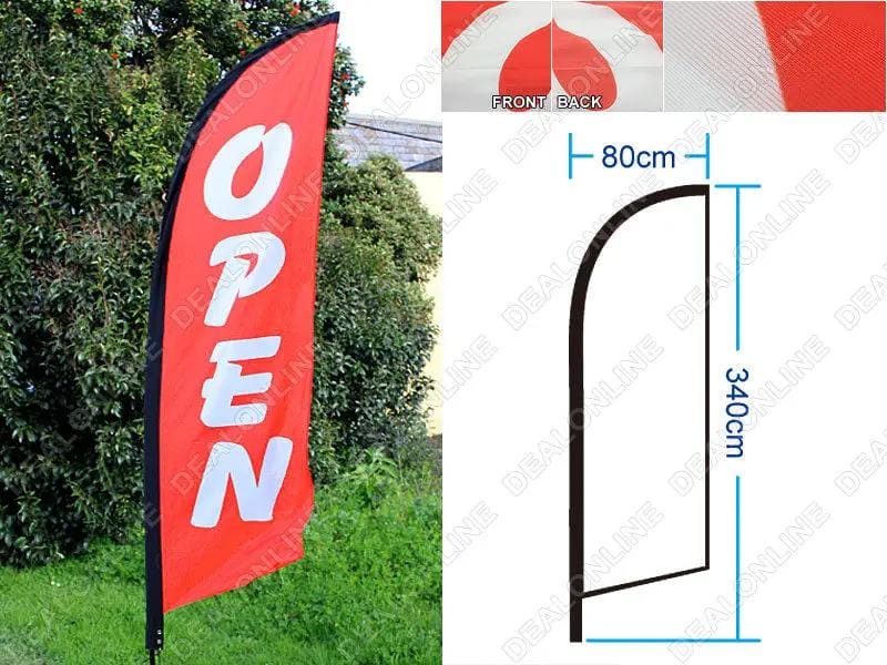 4m "OPEN" - Commercial Feather Banner Flag Set sign with Ground Drill – view 1