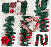 salelink.co.nz Unbranded Christmas Fireplace Tree Wreath Garland Christmas Wreath Garland With 40 LED Lights Poinsettias