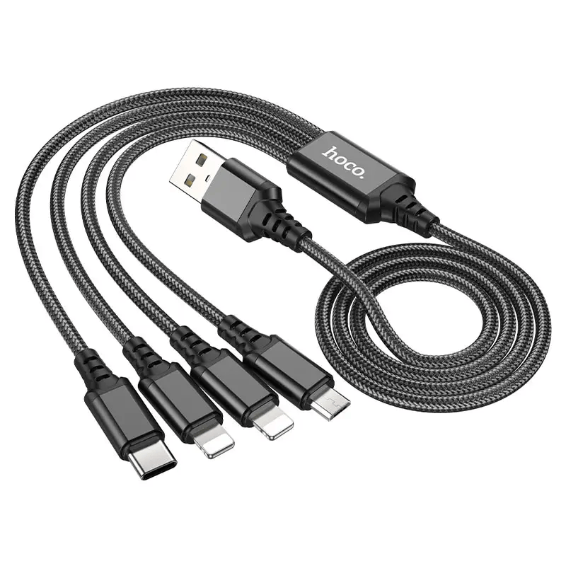 salelink.co.nz Hoco HOCO 4in1 Cable (iP+iP+Type-C+Micro) 1M HOCO 4in1 Cable (iP+iP+Type-C+Micro) 1M | Action Outdoors NZ