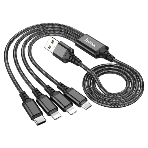 salelink.co.nz Hoco HOCO 4in1 Cable (iP+iP+Type-C+Micro) 1M HOCO 4in1 Cable (iP+iP+Type-C+Micro) 1M | Action Outdoors NZ