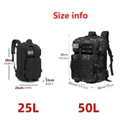 Habicare 9eight5 25L/50L Waterproof Tactical Outdoor Backpack 25L 50L Waterproof Tactical Outdoor Backpack