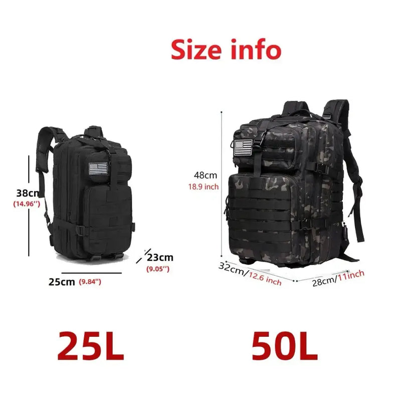 Habicare 9eight5 25L/50L Waterproof Tactical Outdoor Backpack 25L 50L Waterproof Tactical Outdoor Backpack