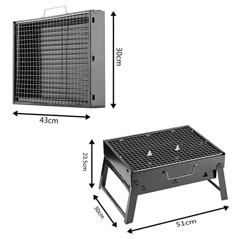 Large black Portable Briefcase-Size Charcoal BBQ Stove Grill - BLACK – view 4