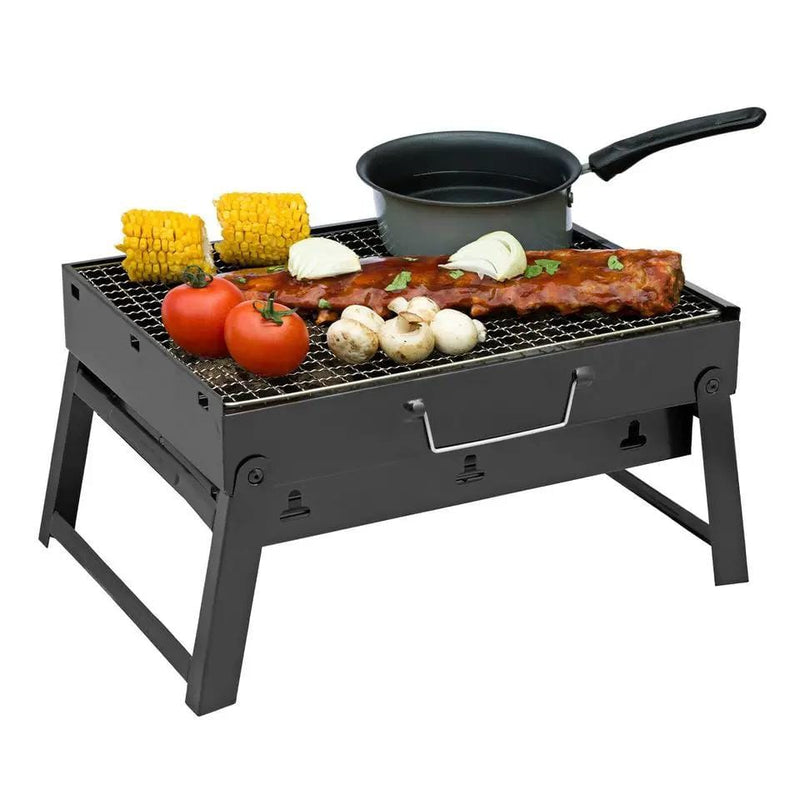 Large black Portable Briefcase-Size Charcoal BBQ Stove Grill - BLACK – view 2
