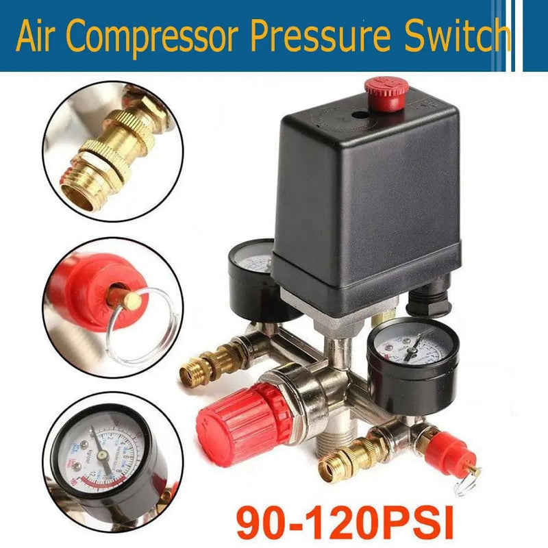 Air Compressor Pressure Switch With Gauges Regulator Auto Load Unload 90-120 PSI – view 2