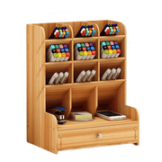 salelink.co.nz Unbranded Pen Holder Wooden Pen Pencil Holder Desk Organizer With Drawer