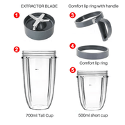 5pcs Cups and Blade Replacement Kit For NutriBullet Juicer 900W/600W – view 2