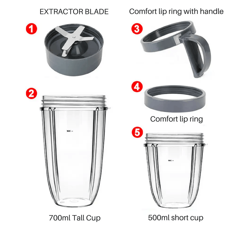 5pcs Cups and Blade Replacement Kit For NutriBullet Juicer 900W/600W – view 2