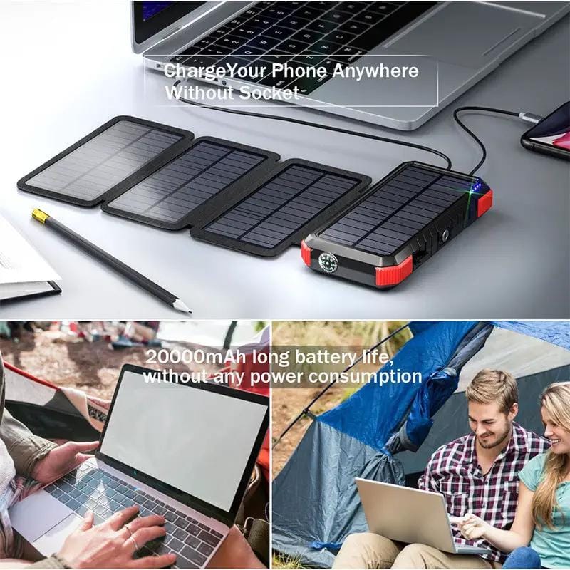 salelink.co.nz Unbranded 20000mAh Solar Charger Power Bank 20000mAh Solar Power Bank PD 18W Outdoor Charger