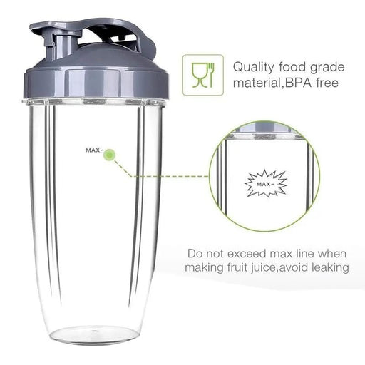 6 Pack 32oz NutriBullet Cups With Resealable Lids And Gaskets For 600W 900W – view 2
