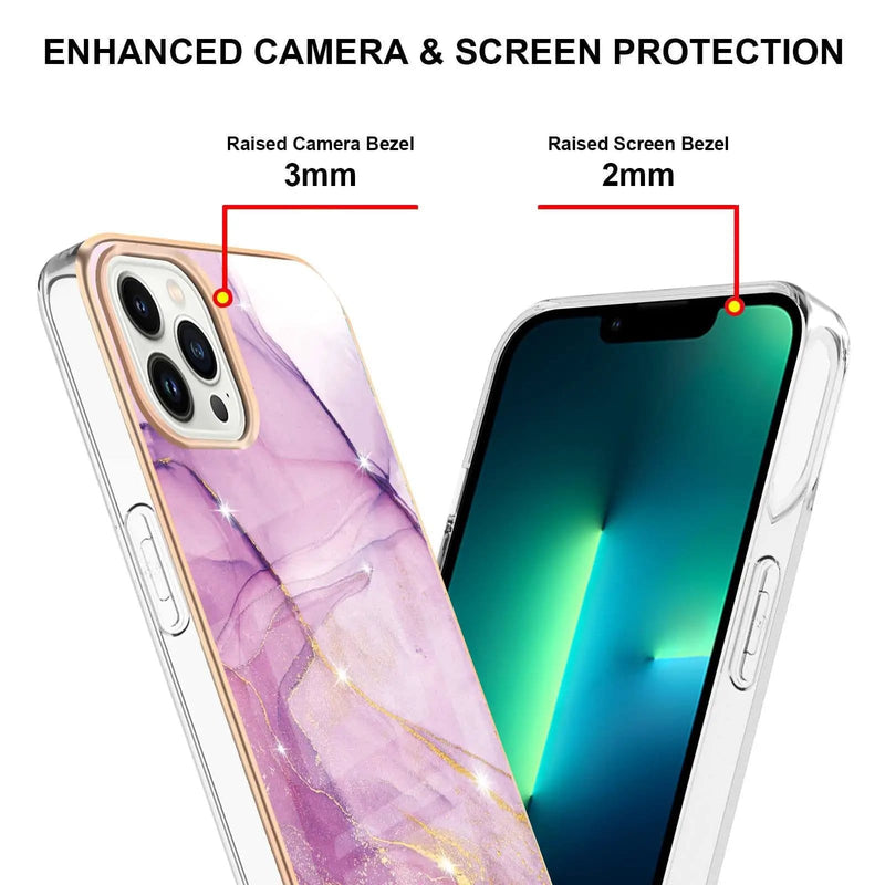 iPhone 15 Pro Case - Marble Screen Protector Tempered Glass – view 2