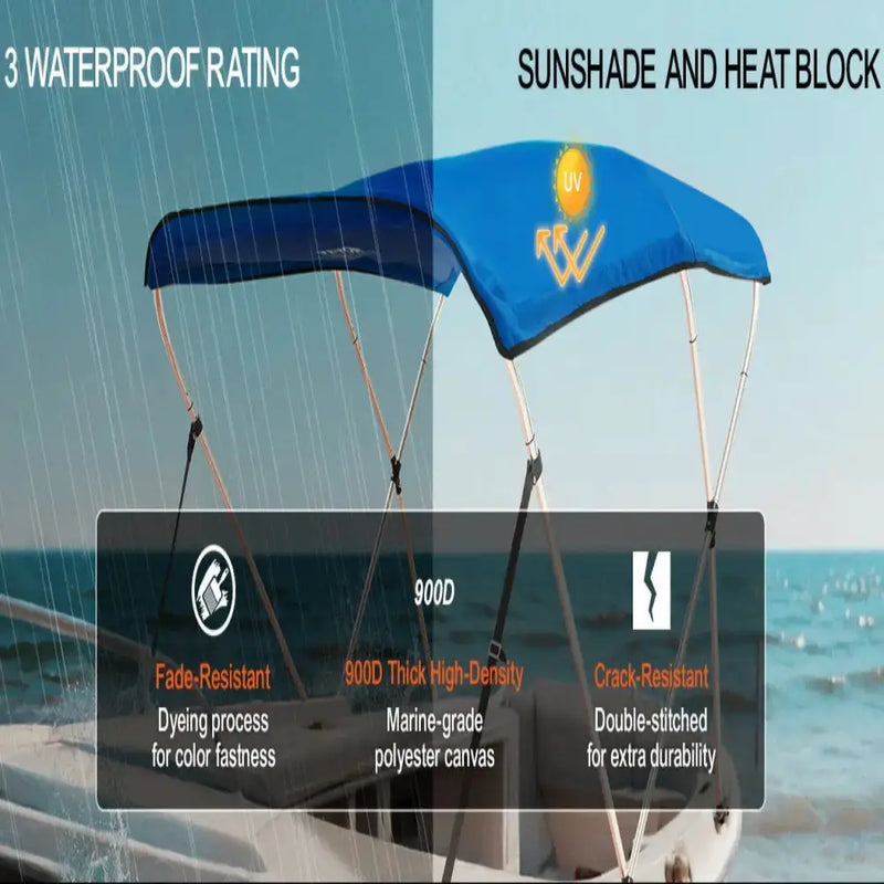 3-Bow Bimini Top Boat Canopy – 900D Polyester (different sizes available) – view 7