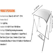 3-Bow Bimini Top Boat Canopy – 900D Polyester (different sizes available) – view 11