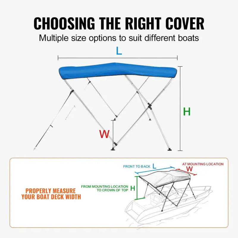 3-Bow Bimini Top Boat Canopy – 900D Polyester (different sizes available) – view 6