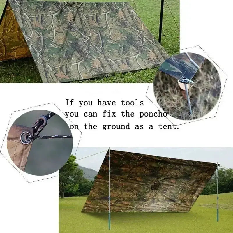 Habicare SS 3 in 1 Rain Poncho / Waterproof Tent / Picnic Mat Habicare Camouflage 3-in-1 Rain Poncho & Shelter