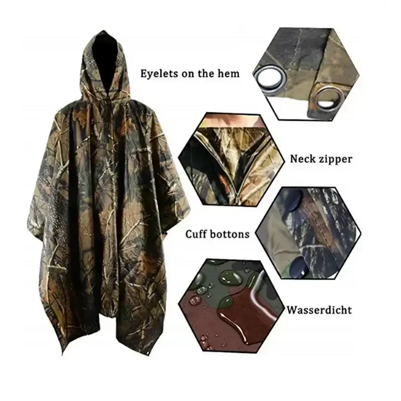 Habicare SS 3 in 1 Rain Poncho / Waterproof Tent / Picnic Mat Habicare Camouflage 3-in-1 Rain Poncho & Shelter