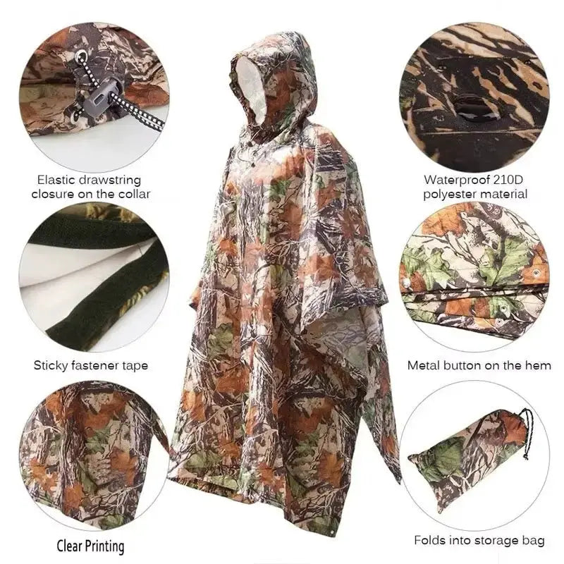 Habicare SS 3 in 1 Rain Poncho / Waterproof Tent / Picnic Mat Habicare Camouflage 3-in-1 Rain Poncho & Shelter