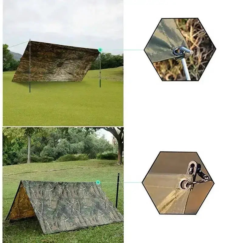 Habicare SS 3 in 1 Rain Poncho / Waterproof Tent / Picnic Mat Habicare Camouflage 3-in-1 Rain Poncho & Shelter