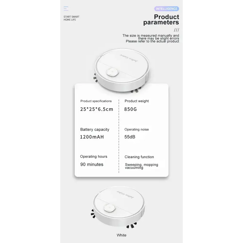 Habicare HBC Mini Robo Vacuum Jallen Gabor Robot Vacuum for Dust & Pet Hair