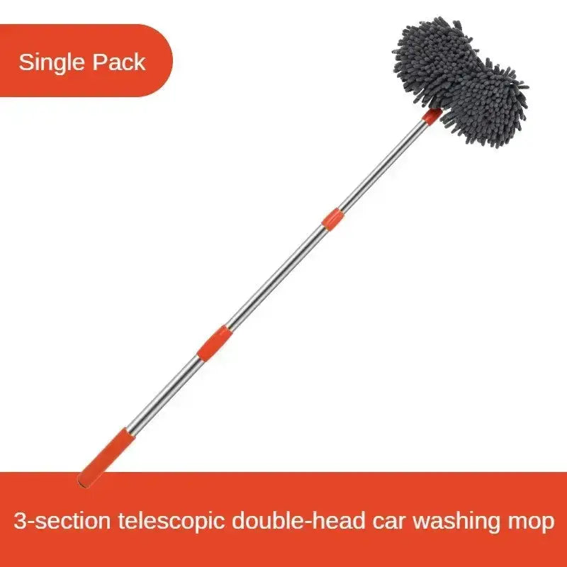 3-Section Telescopic Car Wash Mop with Double Brush Head – view 4