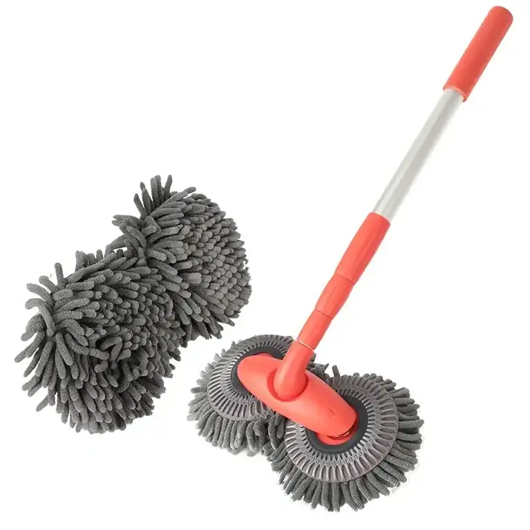 3-Section Telescopic Car Wash Mop with Double Brush Head – view 1