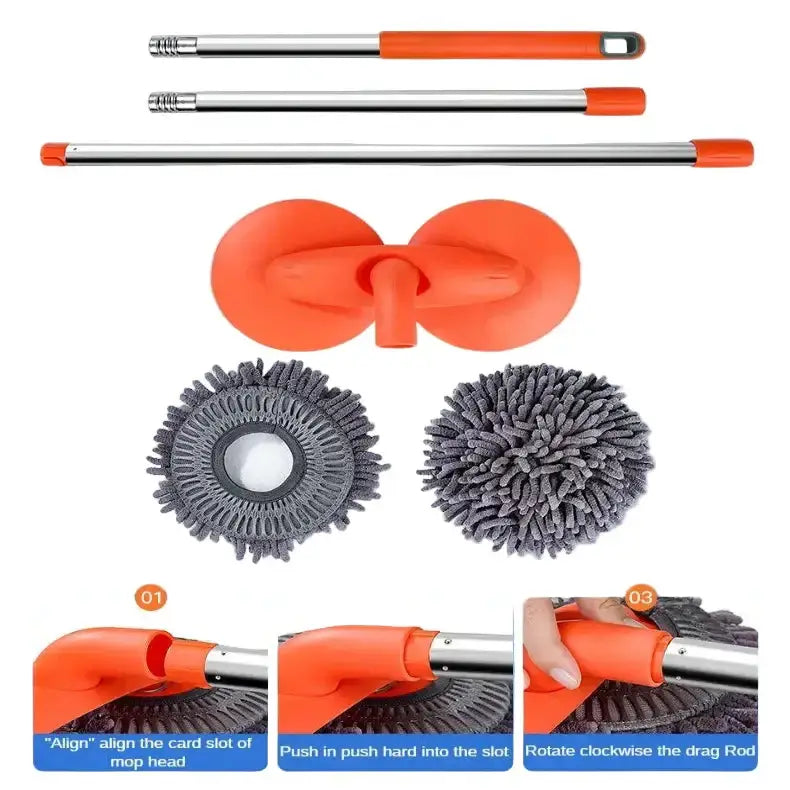 3-Section Telescopic Car Wash Mop with Double Brush Head – view 10