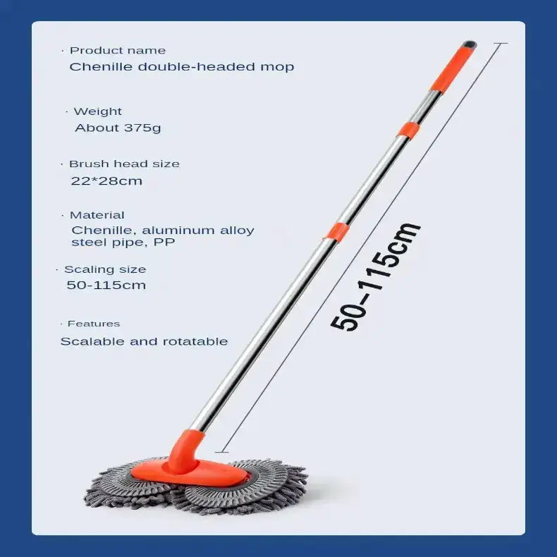 3-Section Telescopic Car Wash Mop with Double Brush Head – view 11