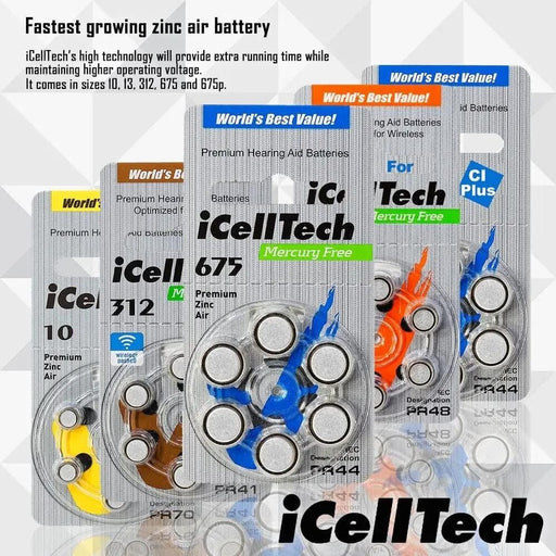 Deafquip iCellTech Hearing Aid Batteries (Box of 60 Batteries) iCellTech Hearing Aid Batteries (Box of 60 Batteries)