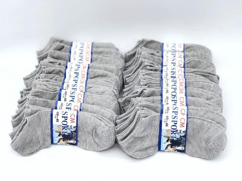 dealonline.co.nz dealonlinenz (60 Pairs) Thin Ankle Socks - GREY - M7-11/ W8-12 60 Pairs Grey Thin Ankle Socks Cotton Blend