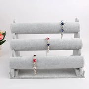 GREY Velvet 3-Level Bracelet Watch Display Stand/Holder – view 1