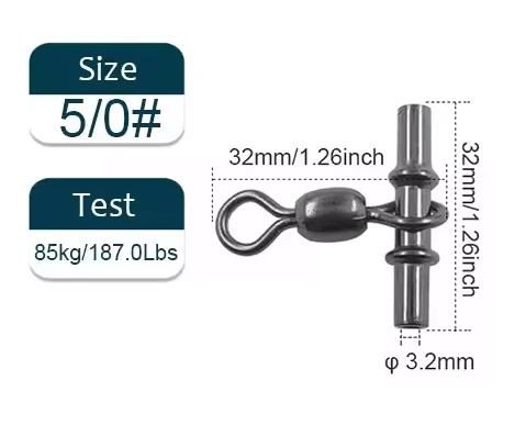 32mm 85kg Swivel Sleeves 3-way Fishing Swivels Crane 10PK 3.2 mm Line Size – view 2