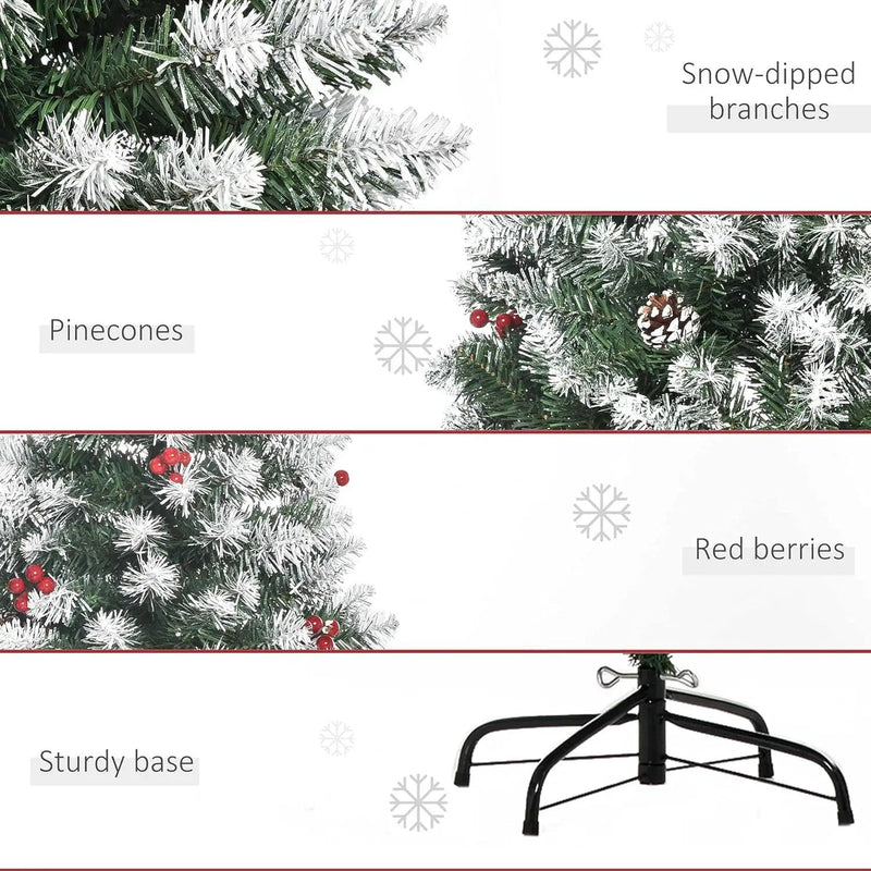 2.1M Christmas Tree 1100 Tips with Red Berries and Pinecones – view 2