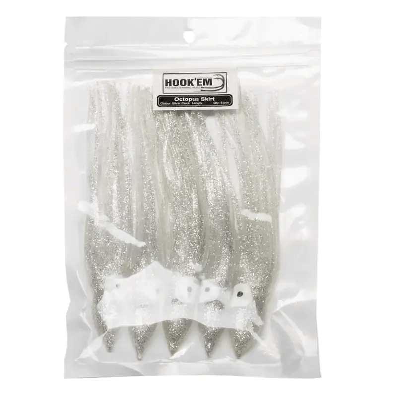 Hook Em Unrigged Octopus Skirt 15cm Long Black 5 Pack