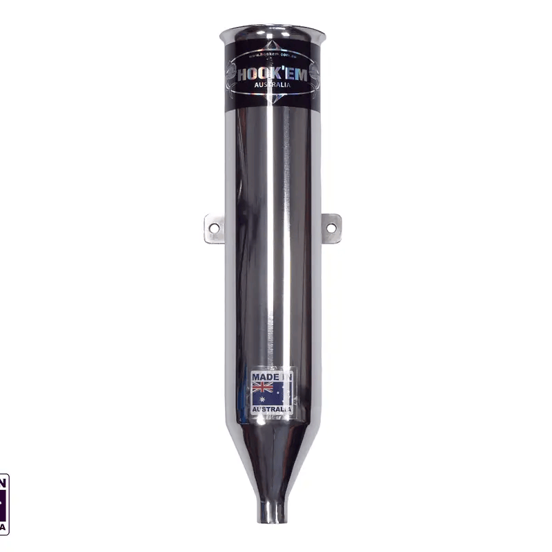 Hook Em 3 Inch Flared Live Bait Tube Half Inch Inlet Stainless Steel Fixed Mount