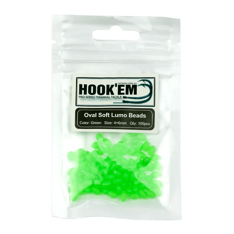 Hook Em Mini Lumo Bead Kit Assorted Sizes Red Green Storage Case 300 Pack