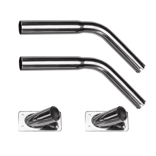 Hook Em (Pair) Wishbone Outrigger Base Set Only (Approx 42mm ID) - Polished Marine Grade Stainless Steel