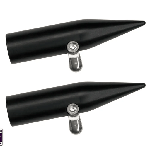 Hook Em 2 x 3.0m (10ft) 2 Piece White Fibreglass Outrigger Poles Only (Approx 36mm OD) with Aluminium Black Anodised Spear
